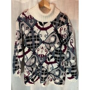 Reference Point Women's M Knit Turtleneck Sweater‎ Abstract Pattern Long Sleeve